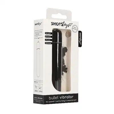 Shots Toys- Bullet Vibrator XLong Black - mocny mini wibrator, idealny na wyjazdy. 10 trybów wibracji!