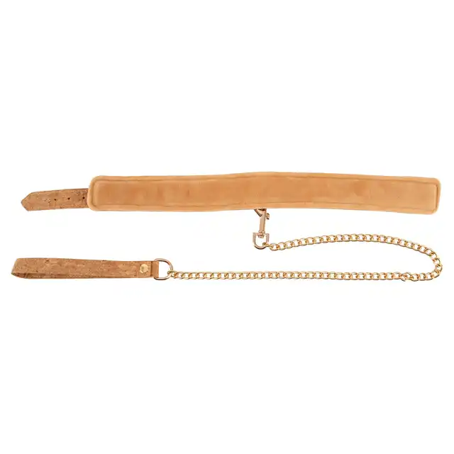 Vegan Fetish - Collar with Leash. Wegański zestaw na szyję z wytrzymałego, korkowego materiału. Idealny prezent do butelki wina.