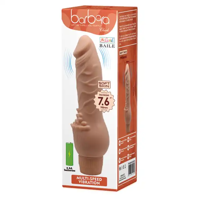 Baile - Barbara Soft Skin 19,5 cm. Realistyczny wibrator z miękkiej cyberskóry, świetne tekstury 