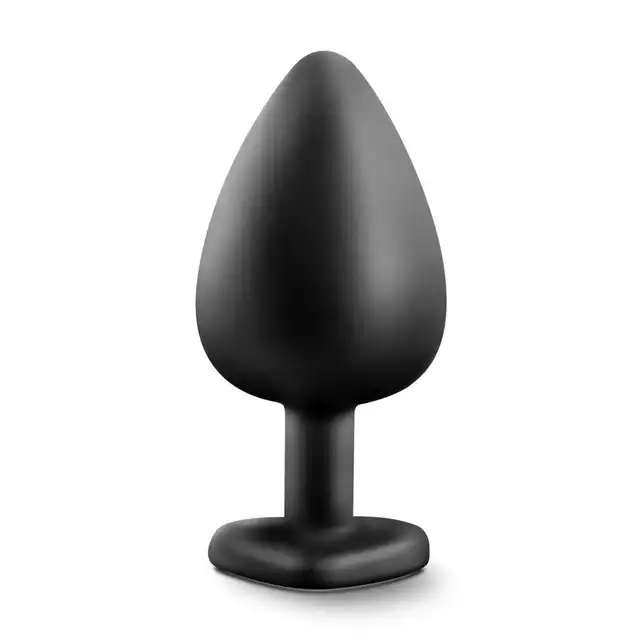 Temptasia - Bling Plug Large Black. Duży silikonowy plug ze srebrnym kryształkiem w podstawie. Zabłyśnij przed partnerem