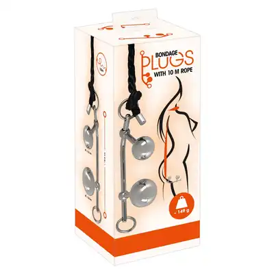 You2Toys - Bondage Plugs 10m. Metalowy hak z plugami i liną. Podwójna penetracja dla fanów bondage