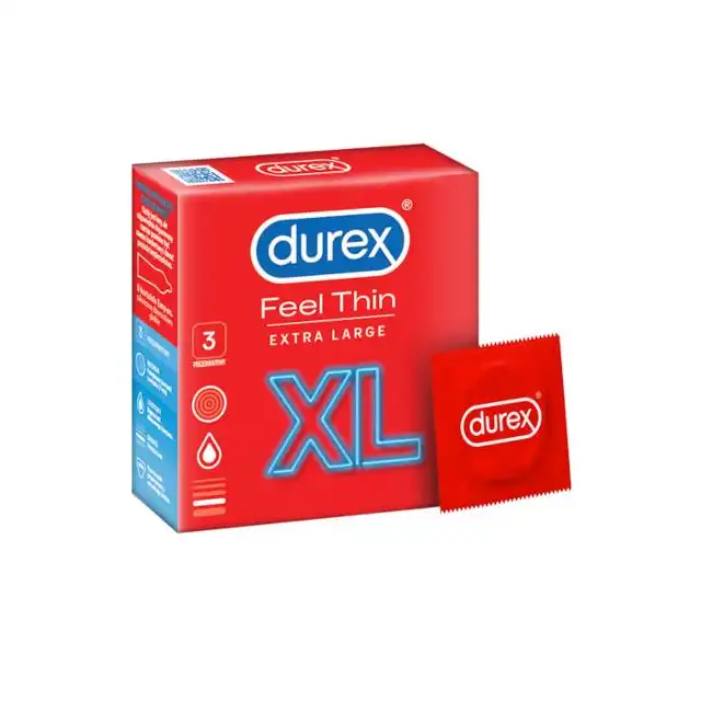 Durex - Feel Thin XL 3 szt. 20% cieńsze prezerwatywy o średnicy 57 mm