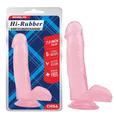 Chisa - Hi-Rubber 7"Dildo Pink. Cudownie miękkie dildo z przyssawką 17,8 cm