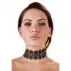 Cottelli Collection - Stickereiband. Elegancki haftowany choker z perłami i kryształkami