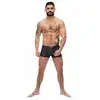 Male Power - Zip Pouch Short S. Czarne seksowne bokserki z ukośnym zamkiem 