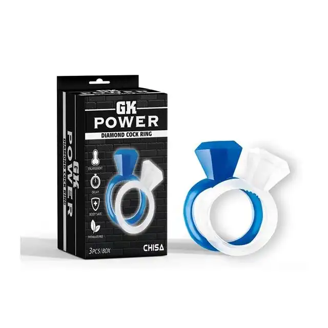 Gk Power - Diamond Cock Rings - dwa ringi na penisa z diamentem. Wzmocnienie erekcji 