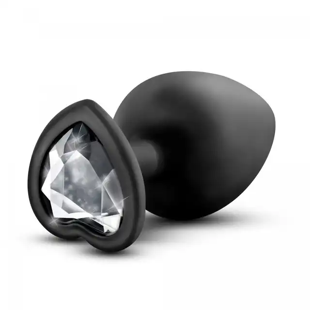 Temptasia - Bling Plug Large Black. Duży silikonowy plug ze srebrnym kryształkiem w podstawie. Zabłyśnij przed partnerem