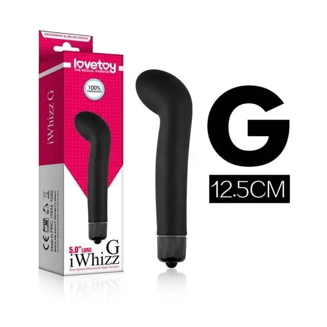 LoveToy - iWhizz G Mini Vibrator Black - czarny gładki wibrator ze specjalną końcówką do stymulacji
