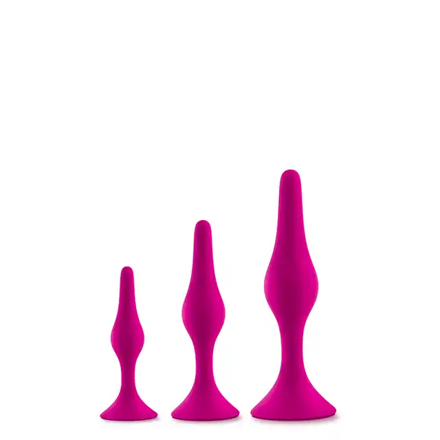 Luxe - Begginer Plug Kit Pink. Zestaw plugów analnych z przyssawkami. Zaczerpnij analnej przyjemności bez użycia rąk.