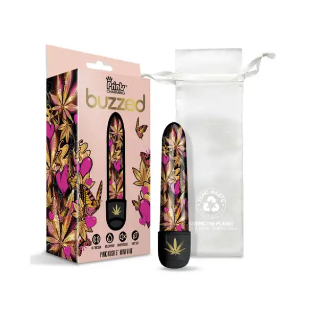 Prints Charming Buzzed - Pink Kush 5". Niebywale smukły i poręczny mini wibrator. Idealny do Twojej torebki.