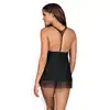 Obsessive -Chiccanta babydoll i stringi czarna S/M. Mega kobieca koszulka z ozdobnym serduszkiem na plecach. Mega sale!