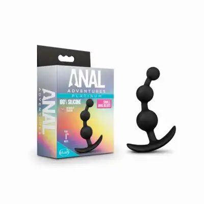 Anal Adventures - Small Anal Beads 11 cm. Profilowane małe koraliki analne w formie wtyczki. Silikon utwardzany platyną 