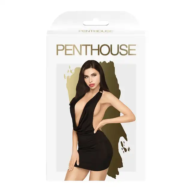 Penthouse = Heart Rob S/M Black. Odważna sukienka, z głębokim dekoltem na biuście i plecach.