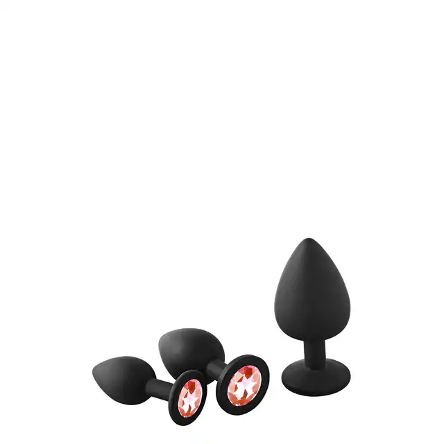 DreamToys - Fantastic Anal Training Kit Red Stone. Zestaw plugów analnych z czerwonymi kryształkami. Zabłyśnij przed swoim partnerem.