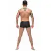 Male Power - Zip Pouch Short S. Czarne seksowne bokserki z ukośnym zamkiem 
