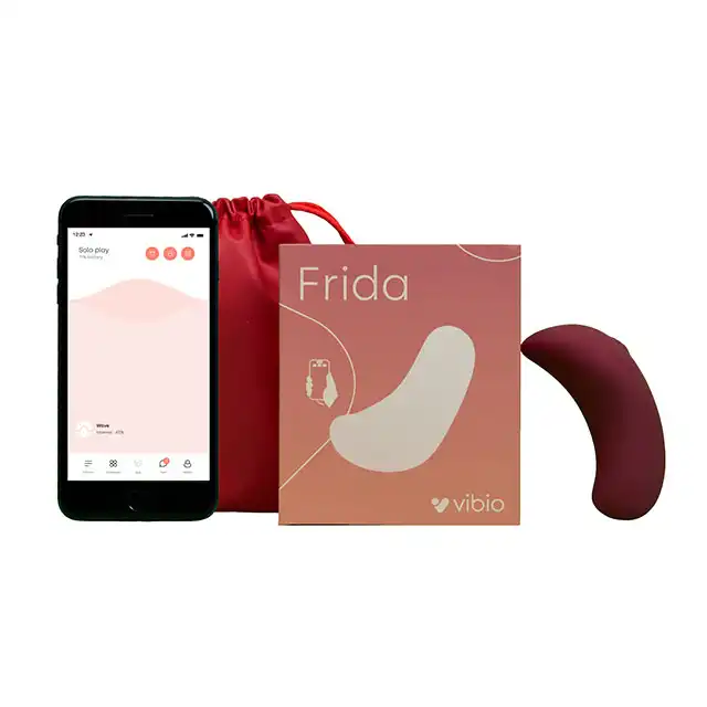 Vibio - Frida Lay-On Vibrator Red Wine. Luksusowy wibrator na aplikację. Dopasowujący się specjalnie do Twoich miejsc specjalnych.