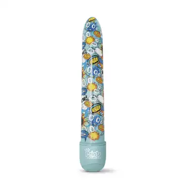 Prints Charming - Pop Tease 7" Blue. Rozkoszny, smukły wibrator z wyjątkowo atrakcyjnym niebieskim printem.