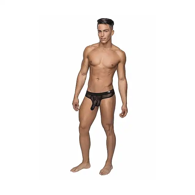 Male Power - Hose Thong S/M Black. Niezwykle seksowne, półtransparentne stringi męskie