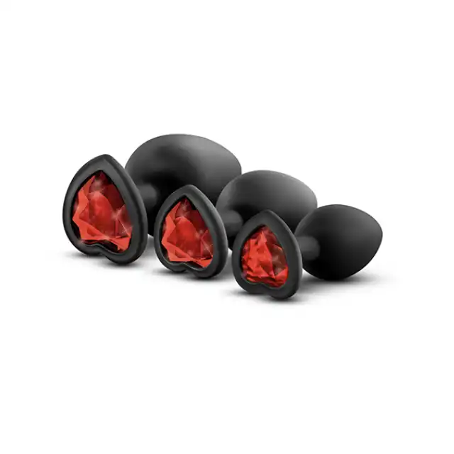 Luxe - Bling Plugs Training Kit Red. Najlepszy zestaw czarnych wtyczek analnych. Sam zdecyduj na co Cię stać.