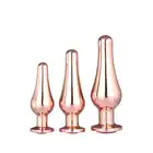 Dream Toys - Gleaming Love Pleasure Set Rose Gold. Różowo-złoty, smukły zestaw treningowy plugów analnych z kryształkami.