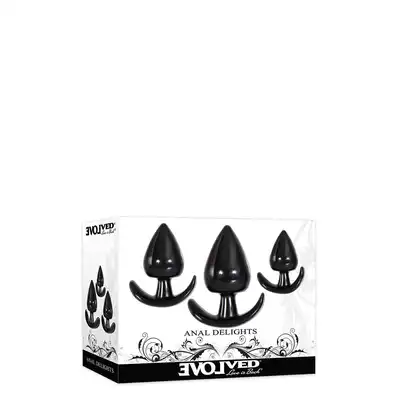 Evolved - Anal Delight Black. Zestaw trzech wtyczek o wyjątkowo satysfakcjonującym kształcie dla analnej przyjemności.