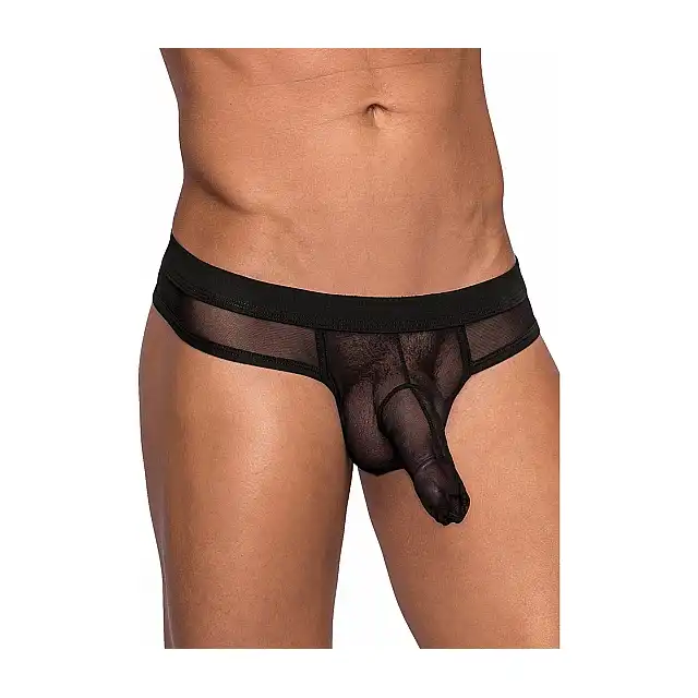Male Power - Hose Thong S/M Black. Niezwykle seksowne, półtransparentne stringi męskie