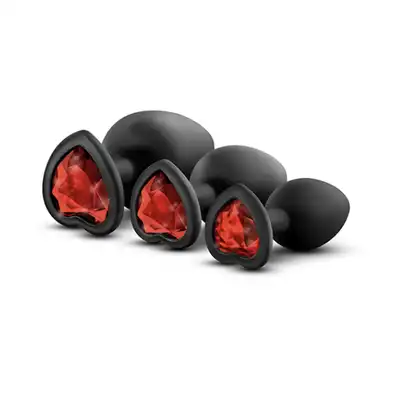 Luxe - Bling Plugs Training Kit Red. Najlepszy zestaw czarnych wtyczek analnych. Sam zdecyduj na co Cię stać.