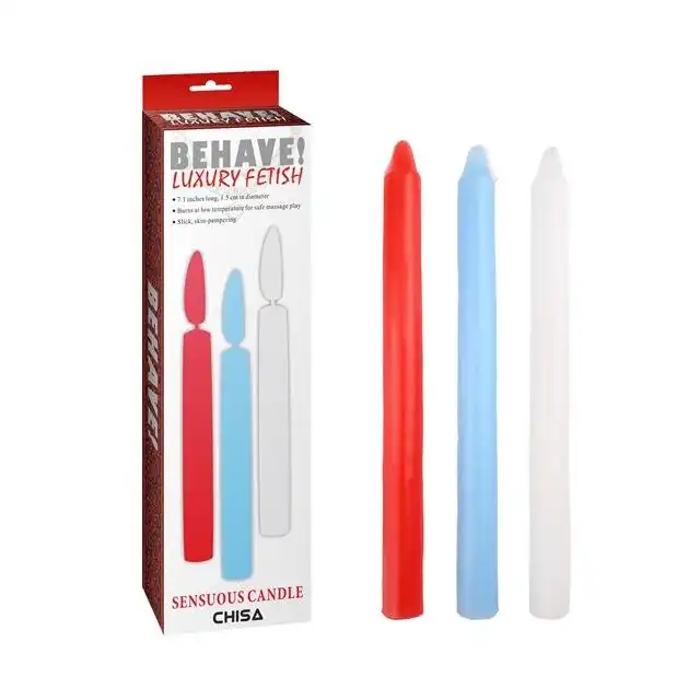 Behave Luxury Fetish - Sensuous Candle 3 szt. Trzykolorowe świece do masażu i BDSM 