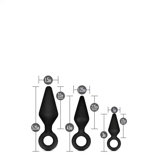 Blush - Anal Adventures Platinum Loop Plug Kit. Zestaw plugów analnych z pierścieniami. Dostarcz sobie przyjemności wyłącznie przy pomocy palca.