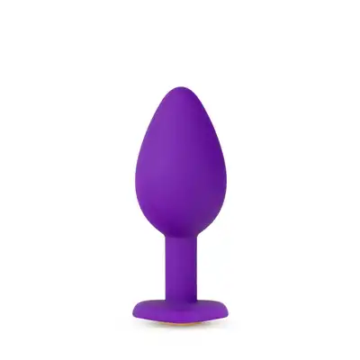 Temptasia - Bling Plug Small Purple. Mały silikonowy plug ze złotym kryształkiem w podstawie. Zabłyśnij przed partnerem