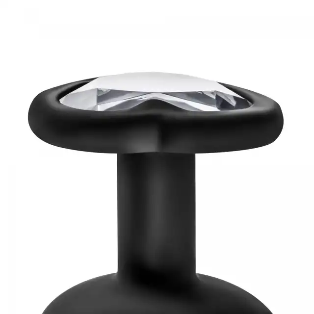 Temptasia - Bling Plug Large Black. Duży silikonowy plug ze srebrnym kryształkiem w podstawie. Zabłyśnij przed partnerem