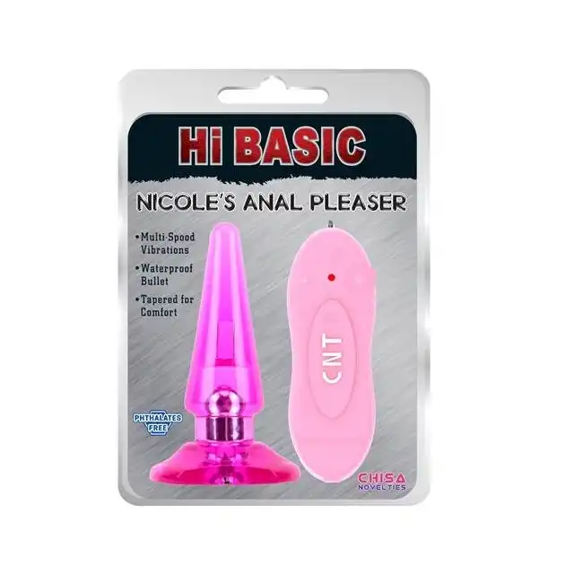 Chisa - Hi-Basic Nicoles Anal Pleaser Pink - wtyczka analna z opcja wibracji. Zdalnie sterowany pilot w zestawie 