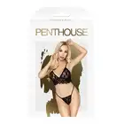 Penthouse - Double Spice Black - seksowny, koronkowy komplet czarnej bielizny