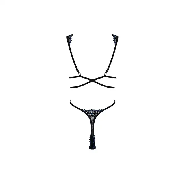 Obsessive -Belisis body czarne S/M. Czarujące koronkowe połyskujące body 