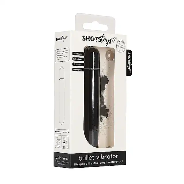 Shots Toys- Bullet Vibrator XLong Black - mocny mini wibrator, idealny na wyjazdy. 10 trybów wibracji!