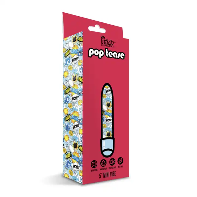 Prints Charming - Pop Tease 5" Blue. Rozkoszny, smukły wibrator z wybuchowym printem. Idealny do Twojej torebki.