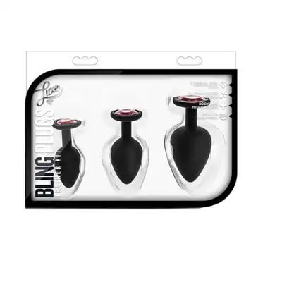 Luxe - Bling Plugs Training Kit Red. Najlepszy zestaw czarnych wtyczek analnych. Sam zdecyduj na co Cię stać.