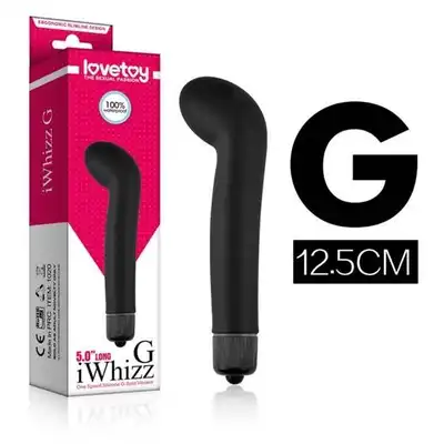 LoveToy - iWhizz G Mini Vibrator Black - czarny gładki wibrator ze specjalną końcówką do stymulacji