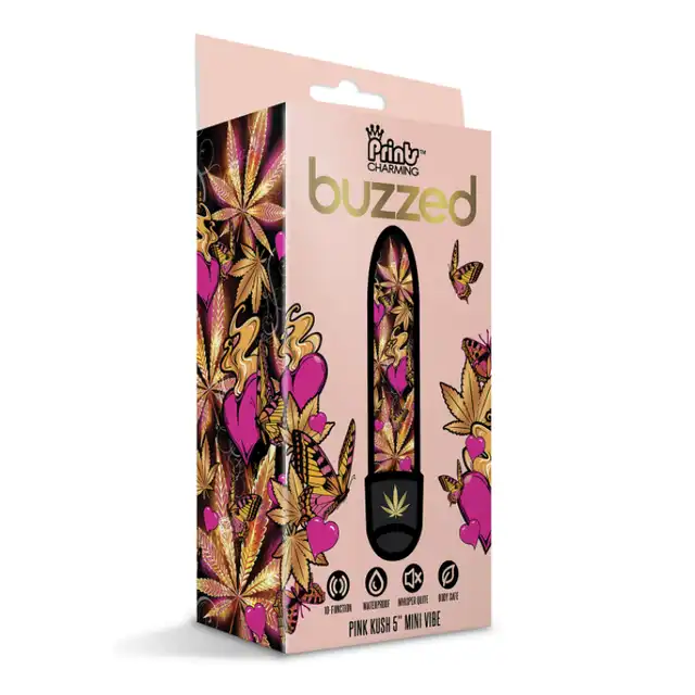 Prints Charming Buzzed - Pink Kush 5". Niebywale smukły i poręczny mini wibrator. Idealny do Twojej torebki.