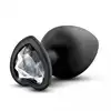 Temptasia - Bling Plug Large Black. Duży silikonowy plug ze srebrnym kryształkiem w podstawie. Zabłyśnij przed partnerem