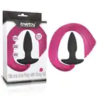 LoveToy - Anal Plug with Pony Tail Red - czarny korek analny z seksowym, czerwonym ogonem