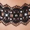 Cottelli Collection - Stickereiband. Elegancki haftowany choker z perłami i kryształkami