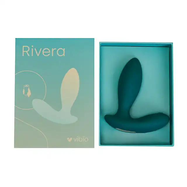 Vibio - Rivera Vibrating Anal Plug Green. Wibrująca wtyczka analna z obracającymi się koralikami u podstawy. Podwójna analna przyjemność.