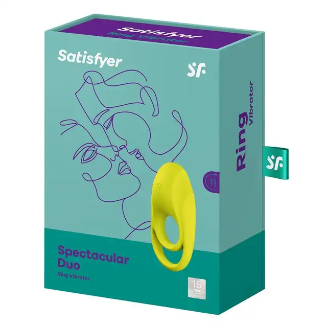 Satisfyer - Spectacular Duo Neon Yellow - innowacyjny, podwójny ring. Stymulacja penisa oraz jąder 