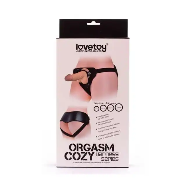 LoveToy - Orgasm Cozy Harness 4 - uniwersalny strap-on. W zestawie 4 ringi o rożnej średnicy! 