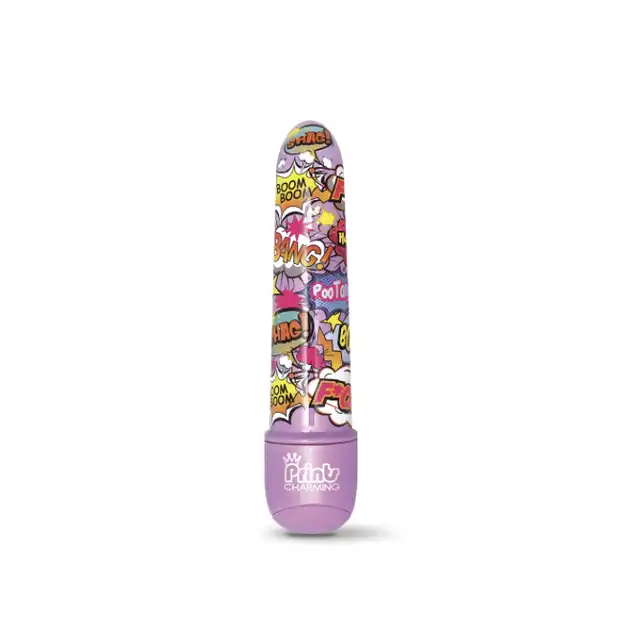 Prints Charming - Pop Tease 5" Purple. Rozkoszny, smukły wibrator z printem "Fuck" pokazującym to czego naprawdę pragniesz.