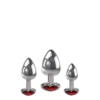 Adam&amp;Eve - Three Hearts Gem Plug Set. Progresywny zestaw plugów analnych z uroczymi serduszkami 