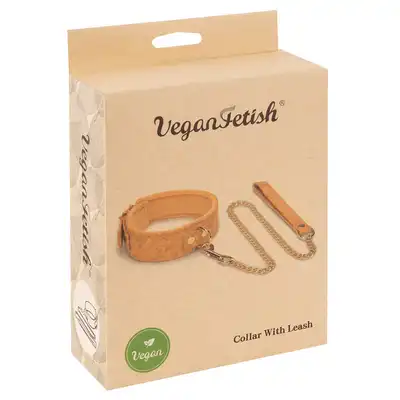 Vegan Fetish - Collar with Leash. Wegański zestaw na szyję z wytrzymałego, korkowego materiału. Idealny prezent do butelki wina.