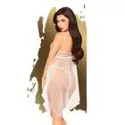 Penthouse - Naughty Doll S/M White. Zwiewna, asymetryczna, biała koszulka. Kuszący prześwit