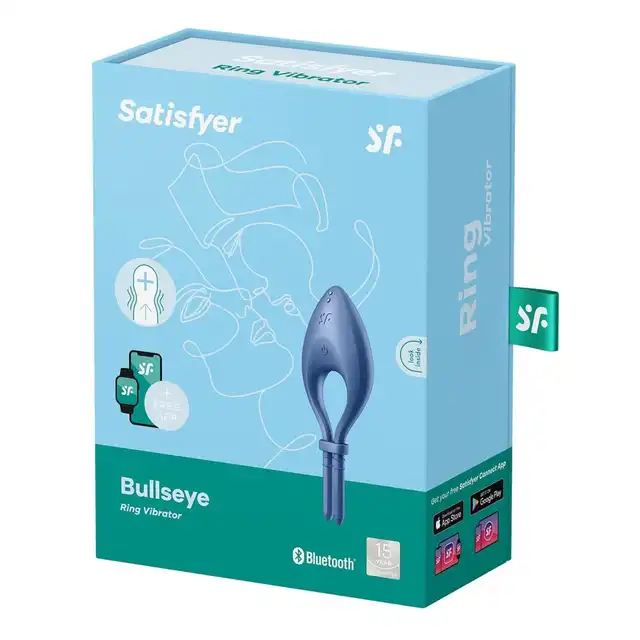 Satisfyer - Bullseye Blue - regulowany, niebieski ring na penisa. Mocniejsza erekcja gwarantowana